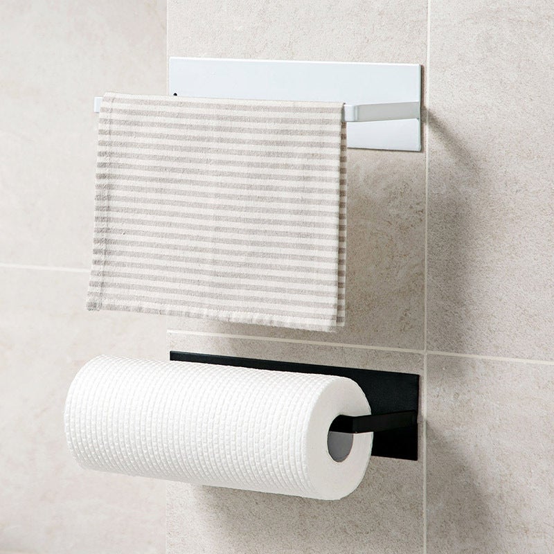 general Black Self-Adhesive Paper Towel Holder Wall Mounted Storage Rack for Kitchen and Bathroom - Image 3