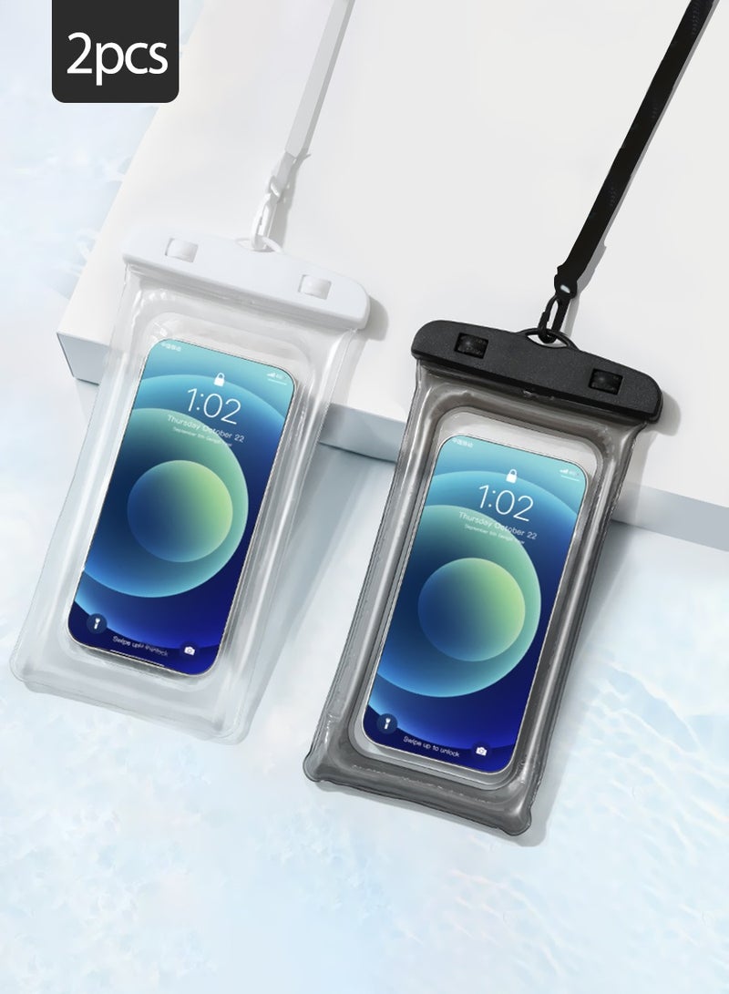 BEIRUI حالتان مائيتان للهواتف، حقيبة شفافة كبيرة تعمل باللمس، مناسبة للهواتف الكبيرة حتى 7.2 بوصة، متوافقة مع آيفون 12/13/14/15 برو ماكس S22 S23 ألترا - Image 1