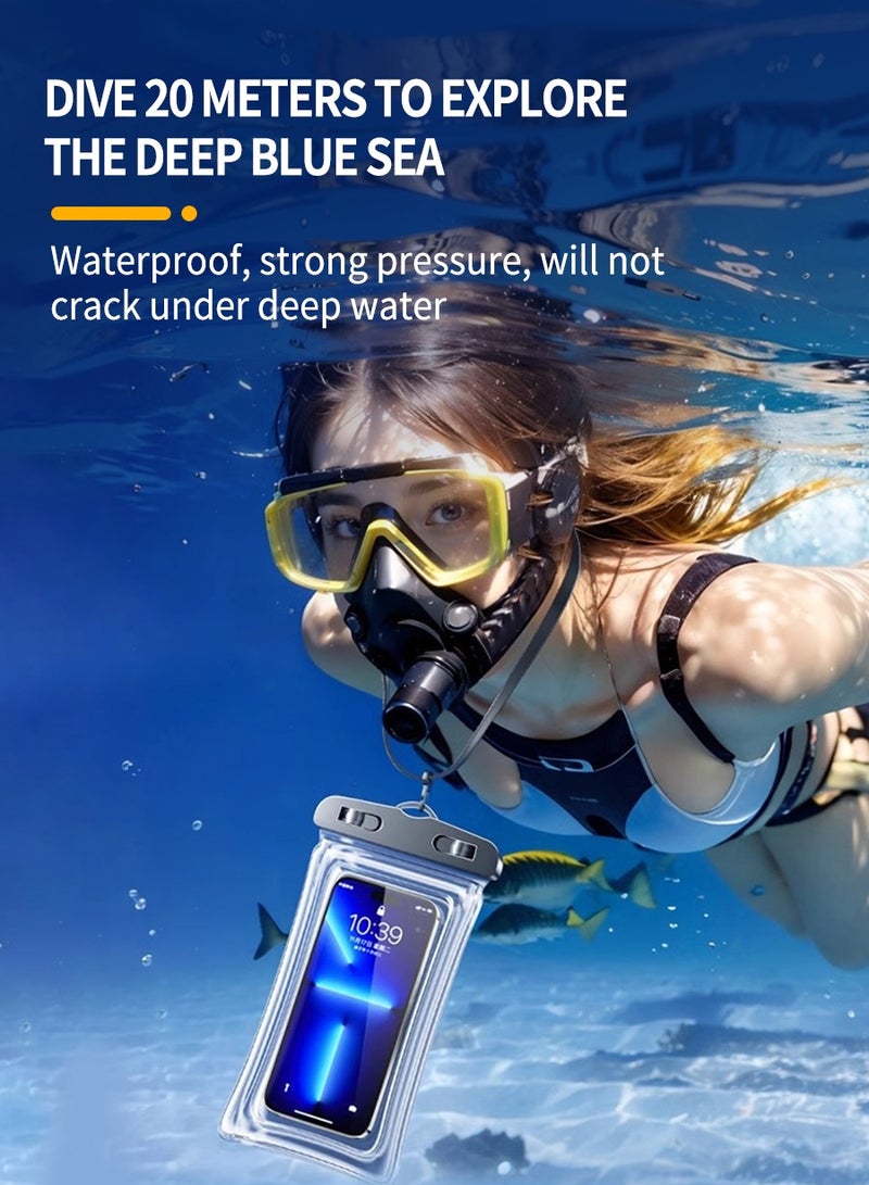 BEIRUI حالتان مائيتان للهواتف، حقيبة شفافة كبيرة تعمل باللمس، مناسبة للهواتف الكبيرة حتى 7.2 بوصة، متوافقة مع آيفون 12/13/14/15 برو ماكس S22 S23 ألترا - Image 2