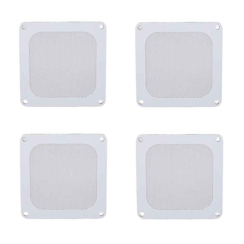 4Pcs White PC Fan Dust Filter 3.66x3.66in Easy to Replace Exhaust Vent Cooler Cover - Image 1