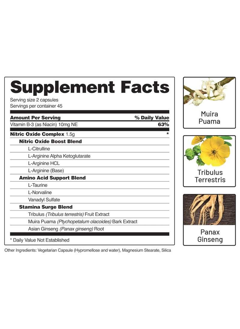 SNAP SUPPLEMENTS - Nitric Oxide Booster, Support Quick recovery,Aids healthy circulation and support muscle growth - Dietary Supplements 90 Capsules - Image 1