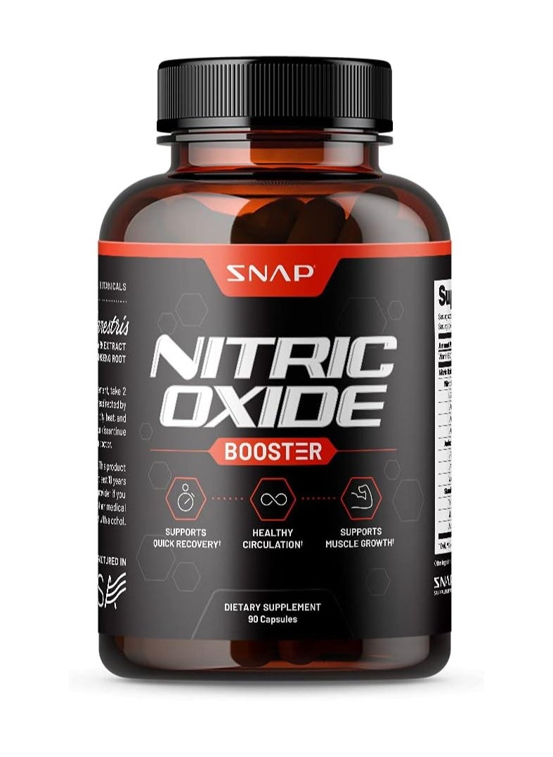SNAP SUPPLEMENTS - Nitric Oxide Booster, Support Quick recovery,Aids healthy circulation and support muscle growth - Dietary Supplements 90 Capsules - Image 1
