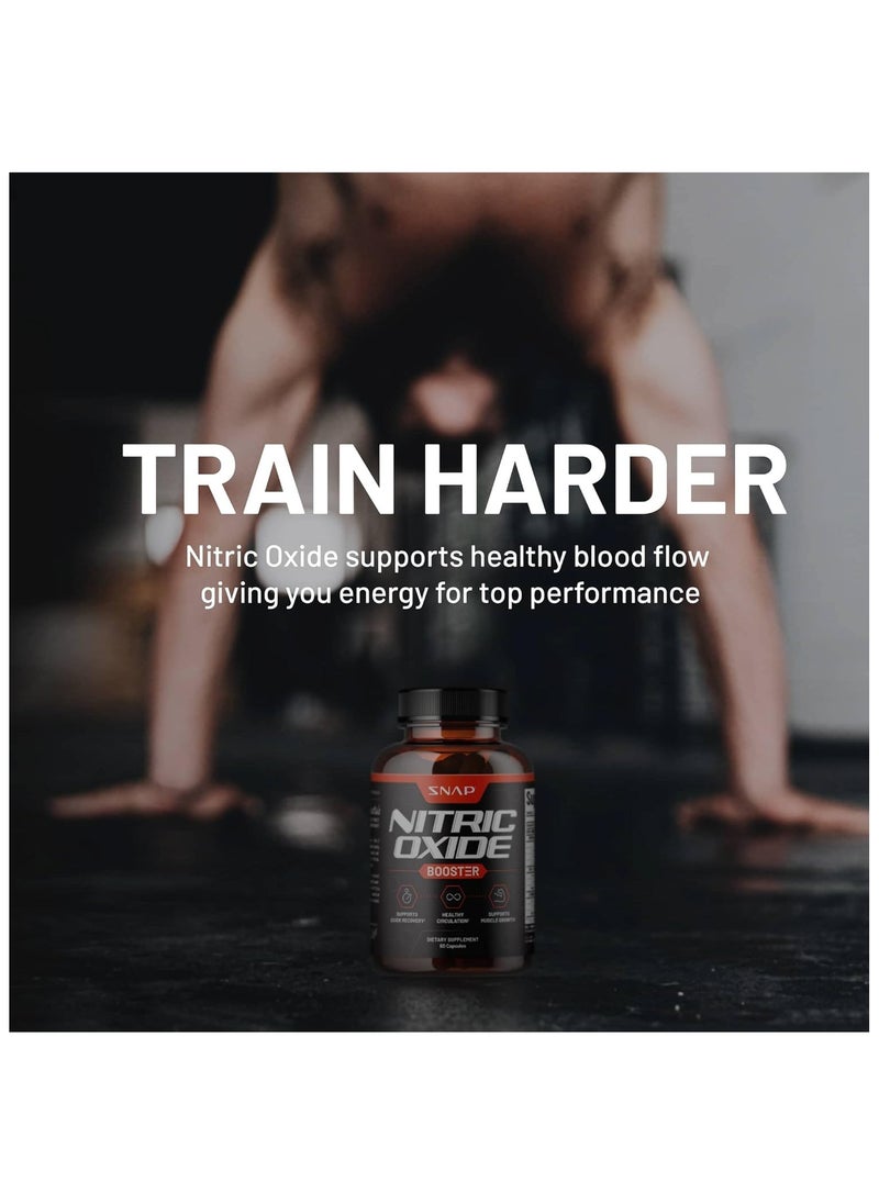 SNAP SUPPLEMENTS - Nitric Oxide Booster, Support Quick recovery,Aids healthy circulation and support muscle growth - Dietary Supplements 90 Capsules - Image 1