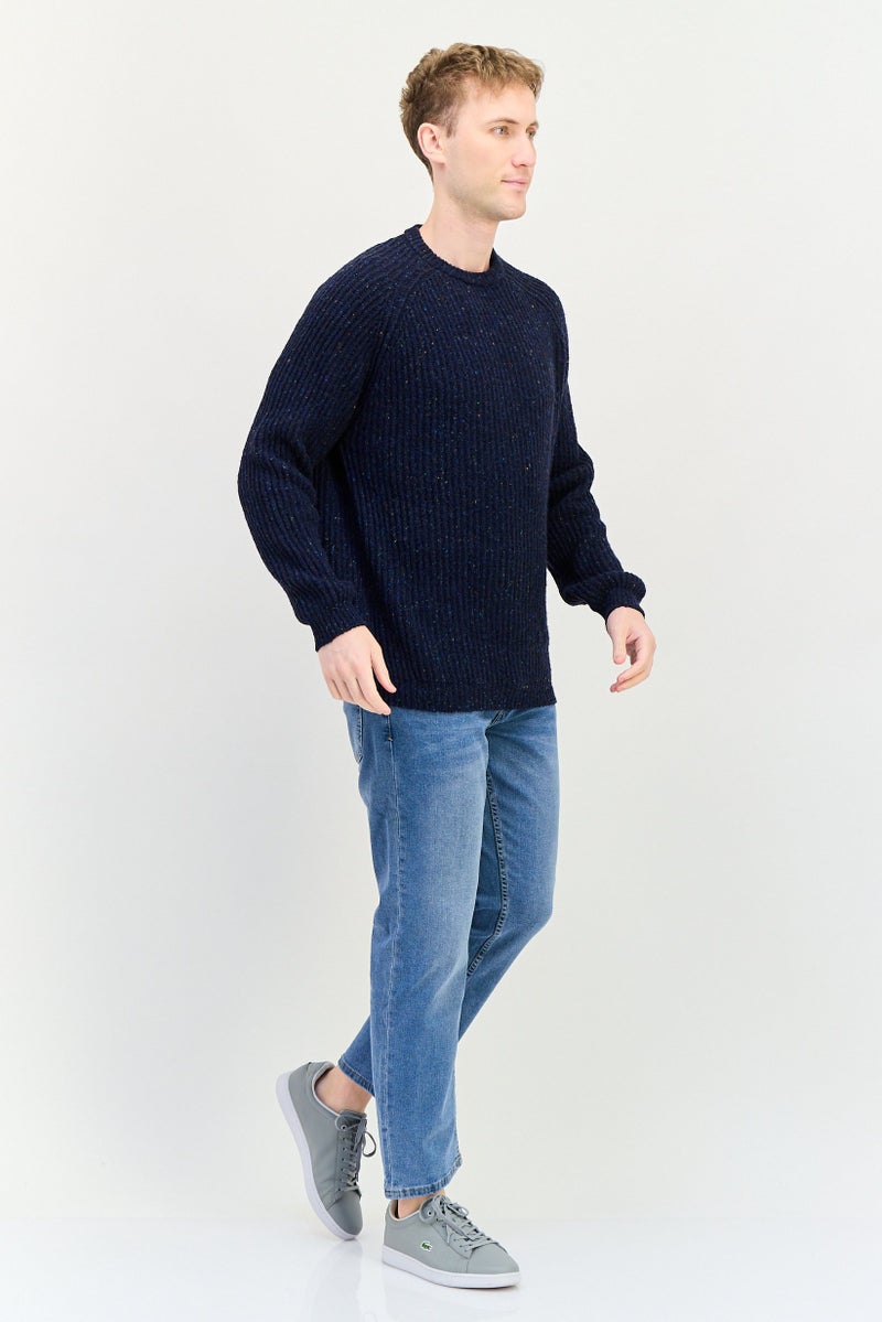 Timberland Men Crew Neck Textured Sweater, Navy - Image 4