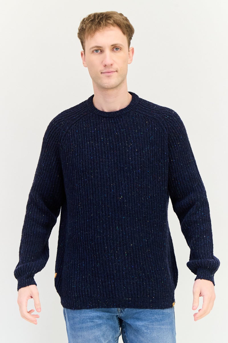 Timberland Men Crew Neck Textured Sweater, Navy - Image 1