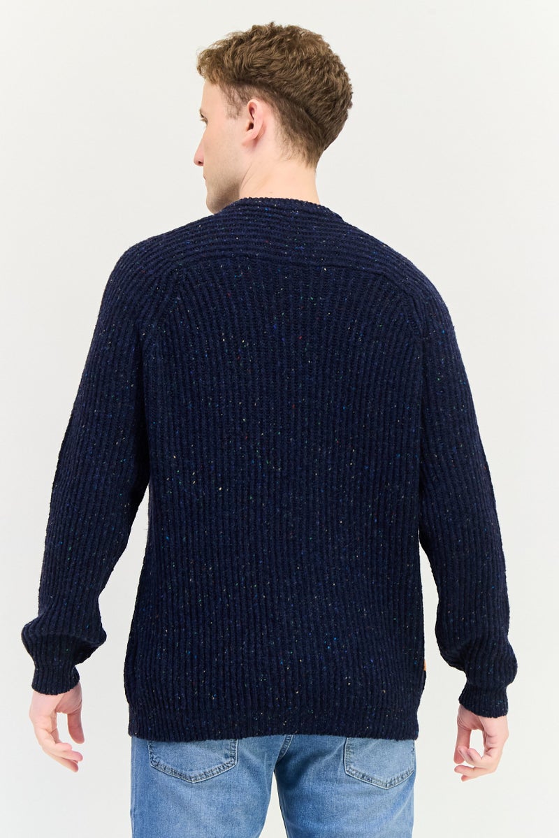 Timberland Men Crew Neck Textured Sweater, Navy - Image 2