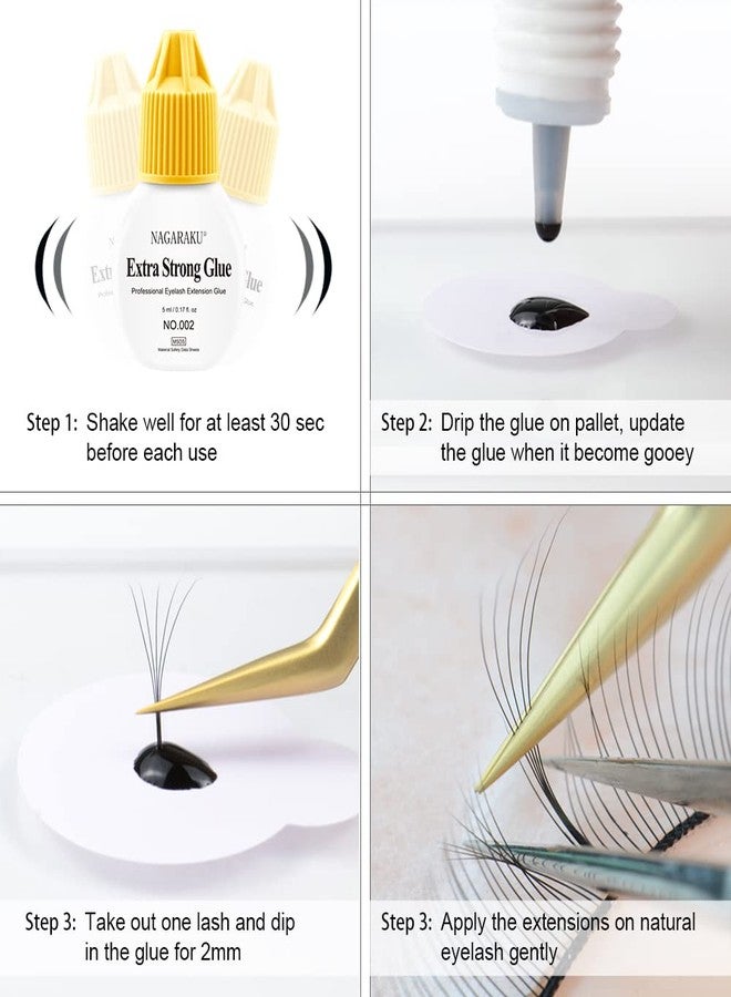 NAGARAKU غراء تمديد الرموش الفائق القوة NAGARAKU 1-3 ثواني جفاف سريع/احتفاظ 30-40 يوم/5 مل غراء رموش/رائحة خفيفة مهيجة قليلاً/مدة التخزين 5-6 أشهر غراء رموش - Image 4