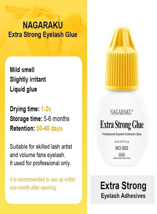 NAGARAKU غراء تمديد الرموش الفائق القوة NAGARAKU 1-3 ثواني جفاف سريع/احتفاظ 30-40 يوم/5 مل غراء رموش/رائحة خفيفة مهيجة قليلاً/مدة التخزين 5-6 أشهر غراء رموش - Image 2