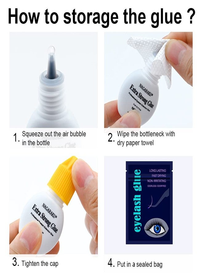 NAGARAKU غراء تمديد الرموش الفائق القوة NAGARAKU 1-3 ثواني جفاف سريع/احتفاظ 30-40 يوم/5 مل غراء رموش/رائحة خفيفة مهيجة قليلاً/مدة التخزين 5-6 أشهر غراء رموش - Image 5