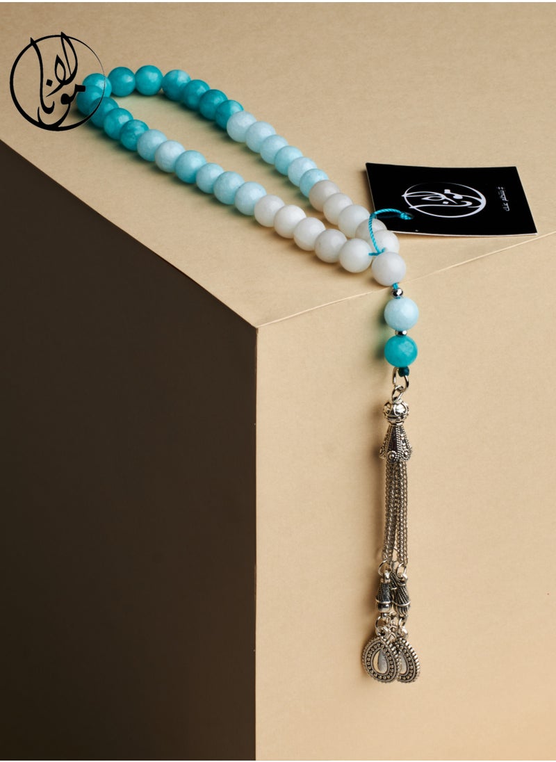 Mawlana Natural Brazilian Amazonite Stone Rosary 33 Beads 8mm  - Image 1