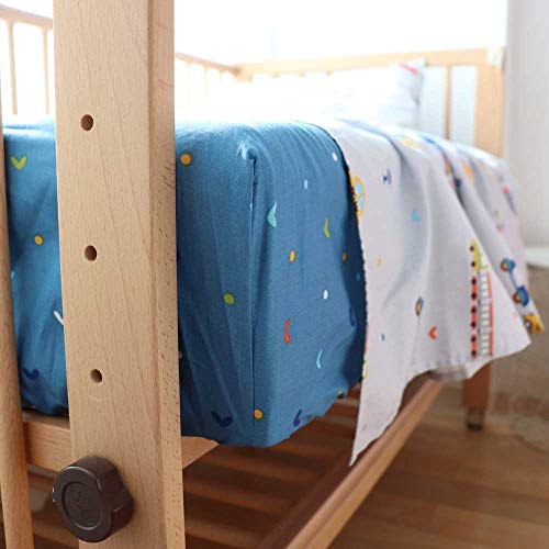 Emenpy 100% Cotton Crib Bedding Set for Baby Boys Girls,3 Pcs Baby Bed Linen Include Duvet Cover,Fitted Sheet,Pillowcase,Nursery Decoration,No Filler(Navy) - Image 5