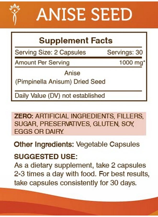 Secrets of the Tribe - Anise Seed 60 Capsules 1000 Mg Anise (Pimpinella Anisum) Dried Seed (60 Capsules) - Image 1