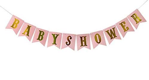 HK Balloons Baby Shower Banner Bunting Flag for Baby Shower DecorationsPink - Image 1