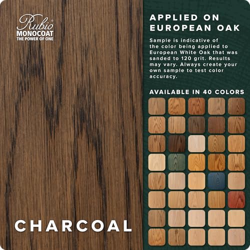 Rubio Monocoat Wood Stain & Finish 650 ft² - Charcoal | Oil Plus 2C | Quick-Dry, Eco-Friendly Linseed Wood Oil for Indoor Use, Includes Accelerator (Part B) | Protector | 1.3 L - Image 2