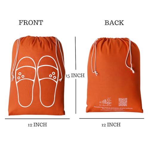 IVILLAGE Premium Reusable and Washable 100% Pure Cotton Fabric Shoe Covers/Bags with Drawstring Closure|Handcrafted Doodle Collection|Ideal for Travel, Home and Storage|Pack of 12|Multicolor|Male - Image 3