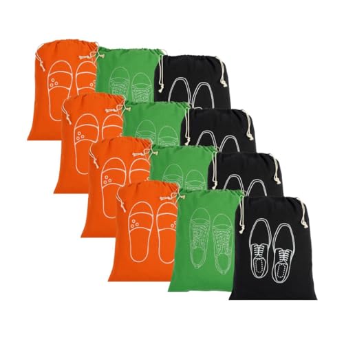 IVILLAGE Premium Reusable and Washable 100% Pure Cotton Fabric Shoe Covers/Bags with Drawstring Closure|Handcrafted Doodle Collection|Ideal for Travel, Home and Storage|Pack of 12|Multicolor|Male - Image 1