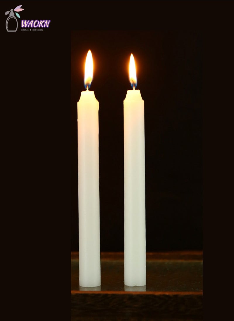 WAOKN 10Sets Of Household Lighting Candles Emergency Smogless Long Pole Candle Diameter 1.7×20cm Can Burn For About 6 Hours Unscented Household Wedding Party and Home Decor Candlesticks White  - Image 5
