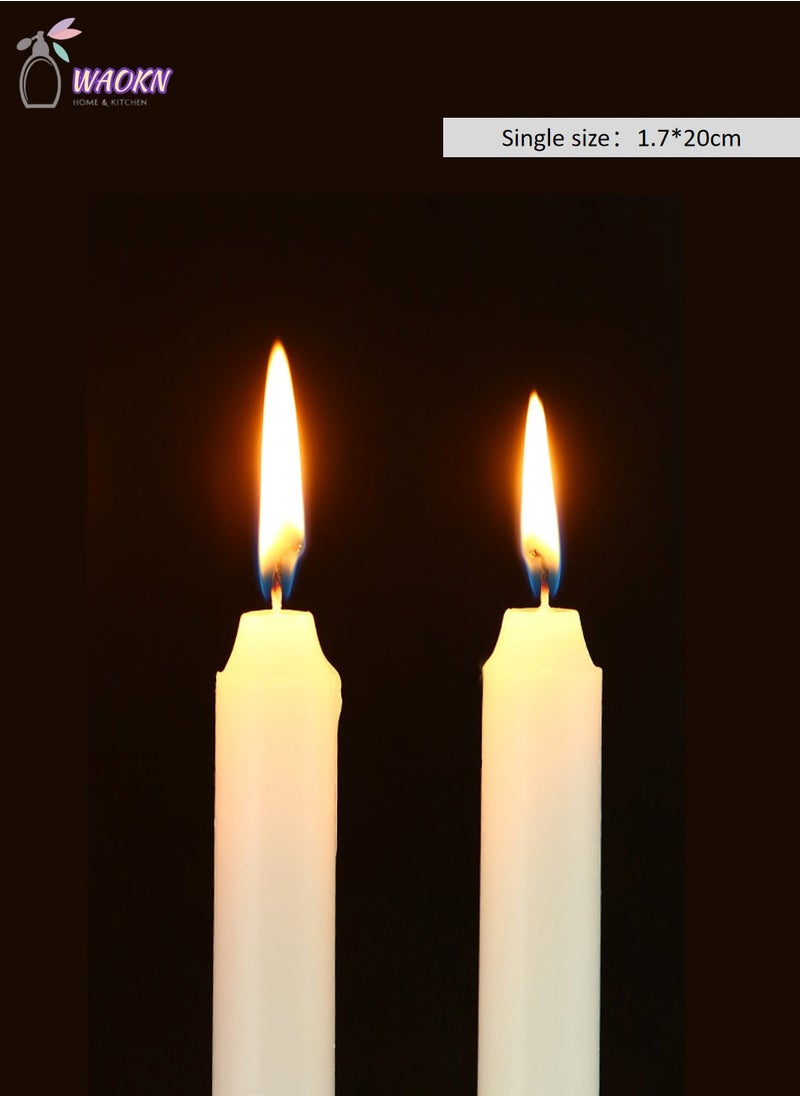 WAOKN 10Sets Of Household Lighting Candles Emergency Smogless Long Pole Candle Diameter 1.7×20cm Can Burn For About 6 Hours Unscented Household Wedding Party and Home Decor Candlesticks White  - Image 2