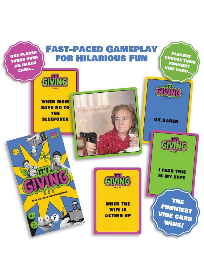 FITZ It's Giving Party Game - The Ultimate Image Captioning Card Game for Endless Laughs with Quick Rounds and Hilarious Twists, Ages 14+, 2+ Players, 30 Minute Playtime, Made by Fitz - Image 2
