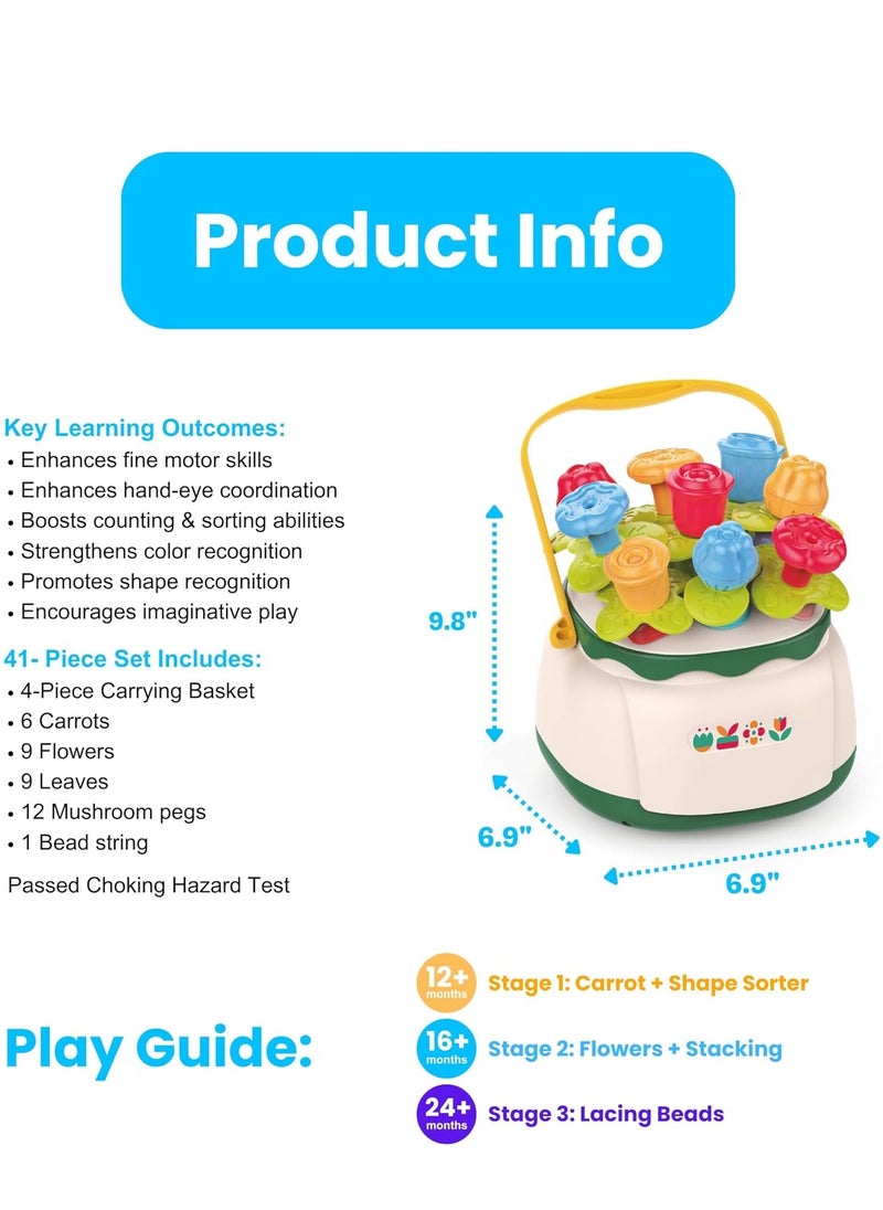 Generic - Sorting and Stacking Toy for Toddlers, Flower Garden Building Montessori Toy Set, Shape Sorting Matching Toy, Learning Educational Stacking Toy for Toddlers Boys Girls - Image 1