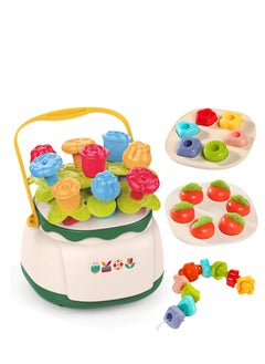 Sorting and Stacking Toy for Toddlers, Flower Garden Building Montessori Toy Set, Shape Sorting Matching Toy, Learning Educational Stacking Toy for Toddlers Boys Girls