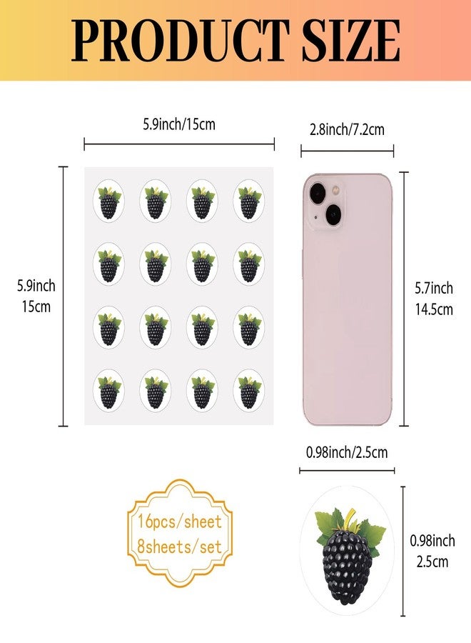 CREATCABIN 128Pcs 8 Sheets Small BlackBerry Stickers Fruit Cartoon Stickers 1 Inch Mini Self-Adhesive Waterproof Teacher Reward Decal Bulk for Scrapbooking Envelopes Water Bottle Laptop Helmet Planner - Image 2