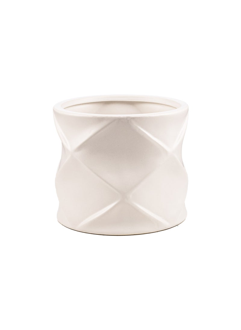 Gulf Flowers Gulf Flowers White Ceramic Flower Pot – D15 cm × H13 cm Modern Decorative Indoor Planter for Home, Office & Tabletop Décor 