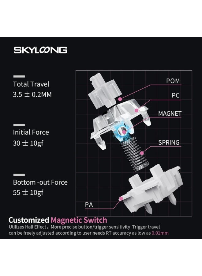 سكايلونج لوحة مفاتيح ألعاب مغناطيسية GK75 HE RGB - مفتاح مغناطيسي قابل للتبديل السريع بتأثير هول - استطلاع 8000 هرتز - معدل تشغيل سريع 0.01 مم - Image 5