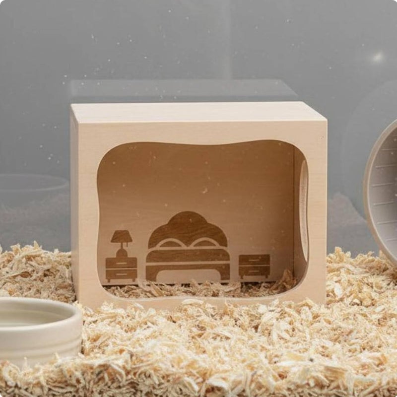 Wooden Hamster Smooth Edges Stackable Hamster House Gnaw Pet Supplies, Small Study Room - Image 4