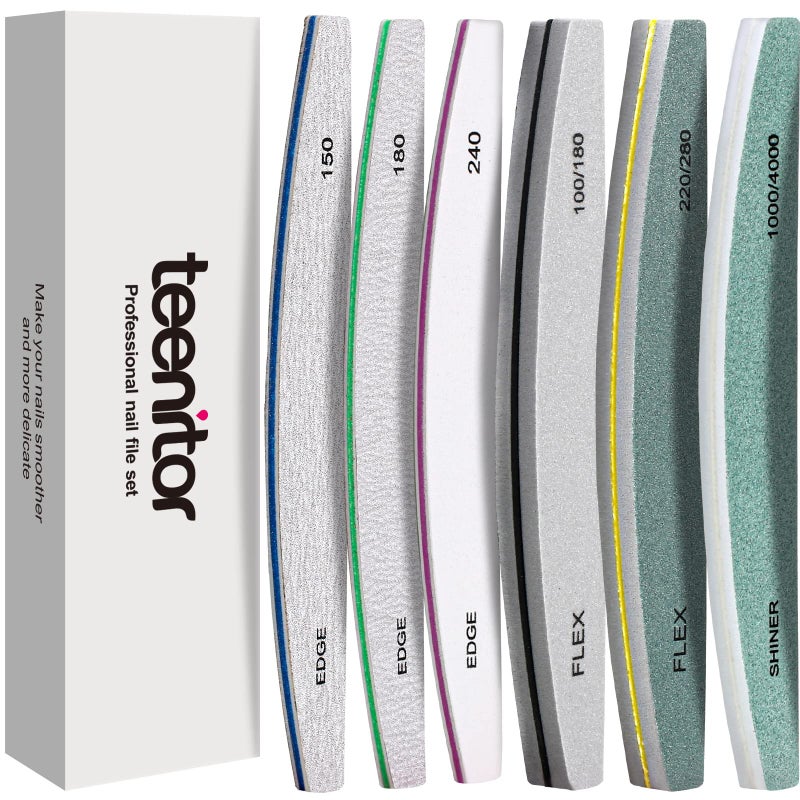 Teenitor Nail File Buffer, Nail Files, Nail Buffer Set to File, Shape,Smooth, Buffer and Shine Nails, Half-Moon - Image 1