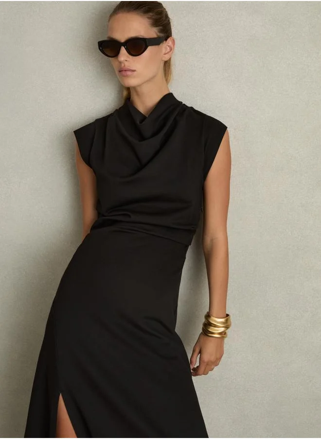 REISS Twill Jersey Midi Dr