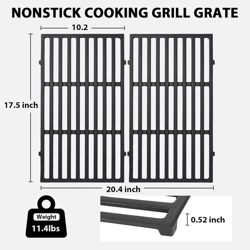 Utheer 7637 17.5 Inches Cast Iron Grill Grates for Weber Spirit 200 E210 E-220 S210 S-220, Spirit II 200 Series Gas Grills, Grill Parts for Weber 7637 Gas Grills with Front-Mounted Control Panels - Image 2