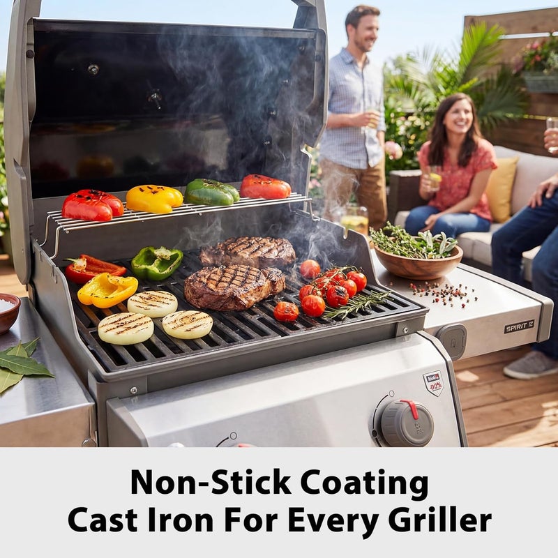 Utheer 7637 17.5 Inches Cast Iron Grill Grates for Weber Spirit 200 E210 E-220 S210 S-220, Spirit II 200 Series Gas Grills, Grill Parts for Weber 7637 Gas Grills with Front-Mounted Control Panels - Image 3