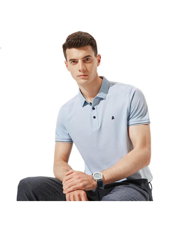 FIRS Cool Mulberry Silk Short Sleeve T-Shirt For Men, Summer Business Casual Commute Polo Shirt Top Menswear - Image 3