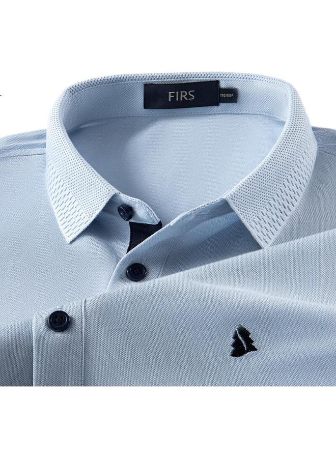 FIRS Cool Mulberry Silk Short Sleeve T-Shirt For Men, Summer Business Casual Commute Polo Shirt Top Menswear - Image 1