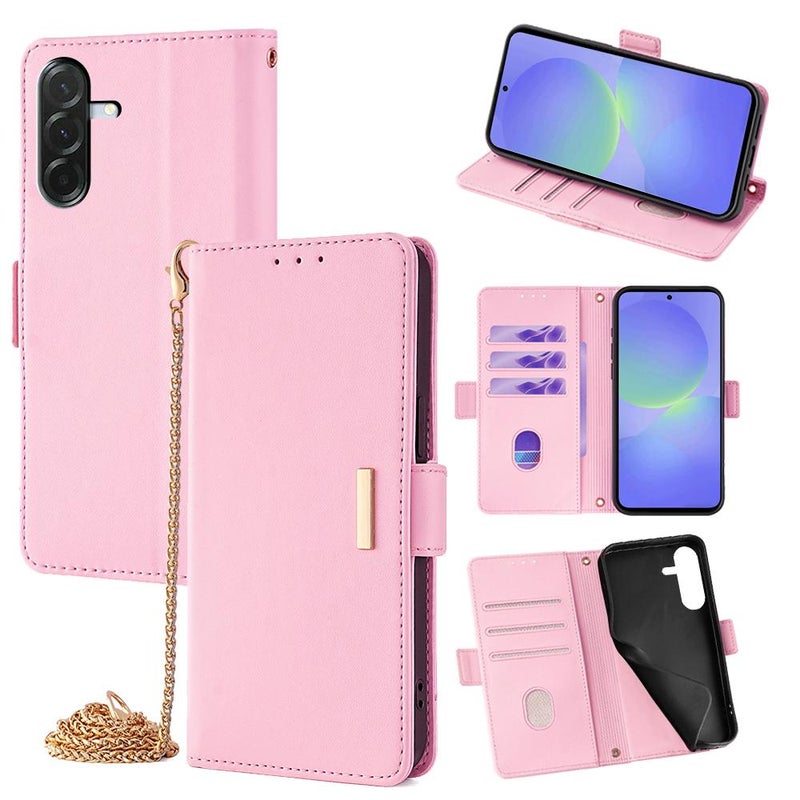 erorex For Samsung Galaxy A36 5G Crossbody Chain Leather Phone Case(Pink) - Image 1