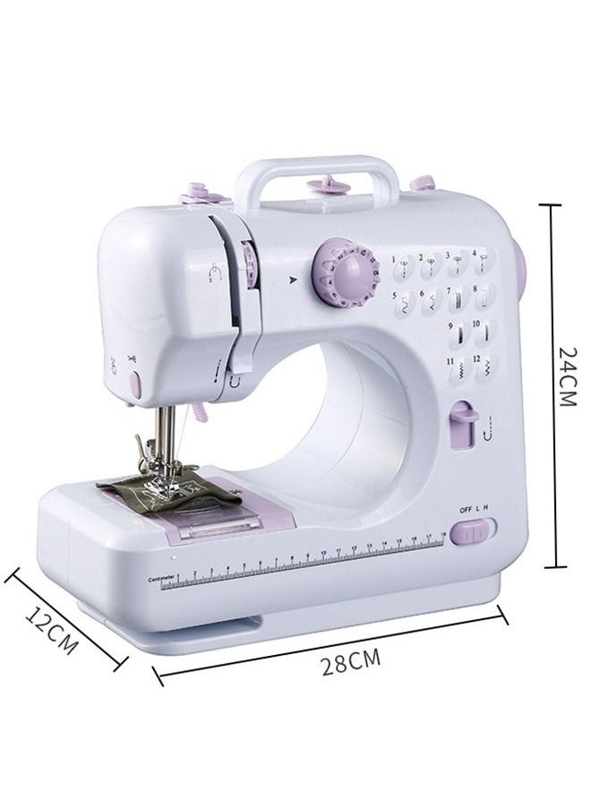 Arabest - Portable Multifunctional Sewing Machine, 12 Needles Double Speed Control Heavy Duty Electric Handheld Overlock Fast Household Tool with Desk Lamp - Image 1