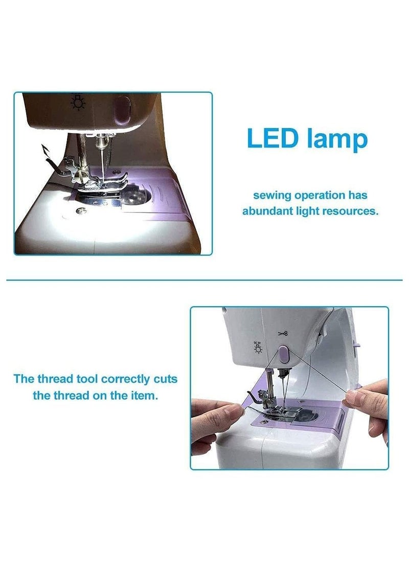 Arabest - Portable Multifunctional Sewing Machine, 12 Needles Double Speed Control Heavy Duty Electric Handheld Overlock Fast Household Tool with Desk Lamp - Image 1