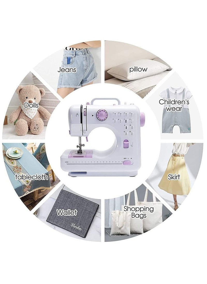 Arabest - Portable Multifunctional Sewing Machine, 12 Needles Double Speed Control Heavy Duty Electric Handheld Overlock Fast Household Tool with Desk Lamp - Image 1