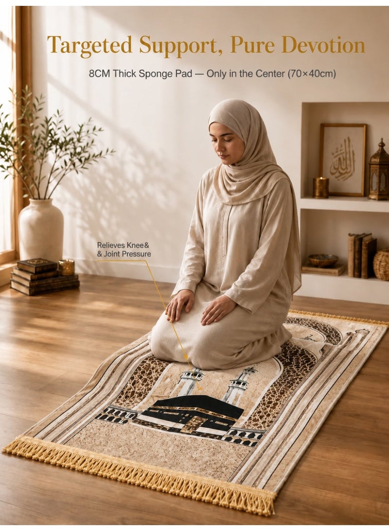 Thick Prayer Mat with Padded Center, Soft Velvet, Non-Slip Base, Helps Relieve Discomfort from Long Kneeling, Suitable for Elderly at Home - Image 2