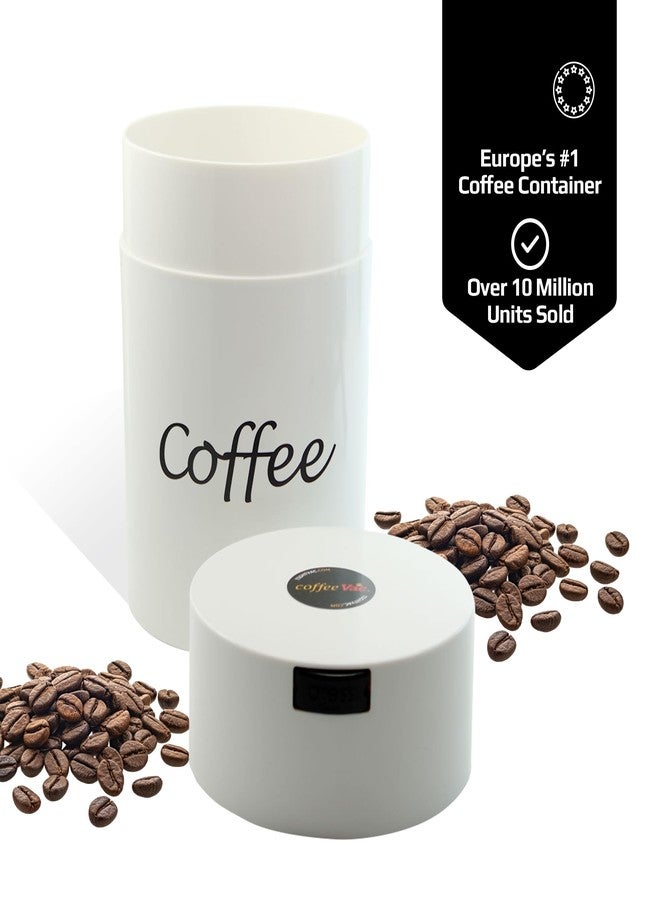 COFFEEVAC حاوية Coffeevac سعة 1 رطل - حاوية محكمة الإغلاق حاصلة على براءة اختراع | حاوية متعددة الاستخدامات تعمل كحاويات مانعة للروائح للقهوة المطحونة وحبوب البن. لون أبيض مع شعار - Image 2