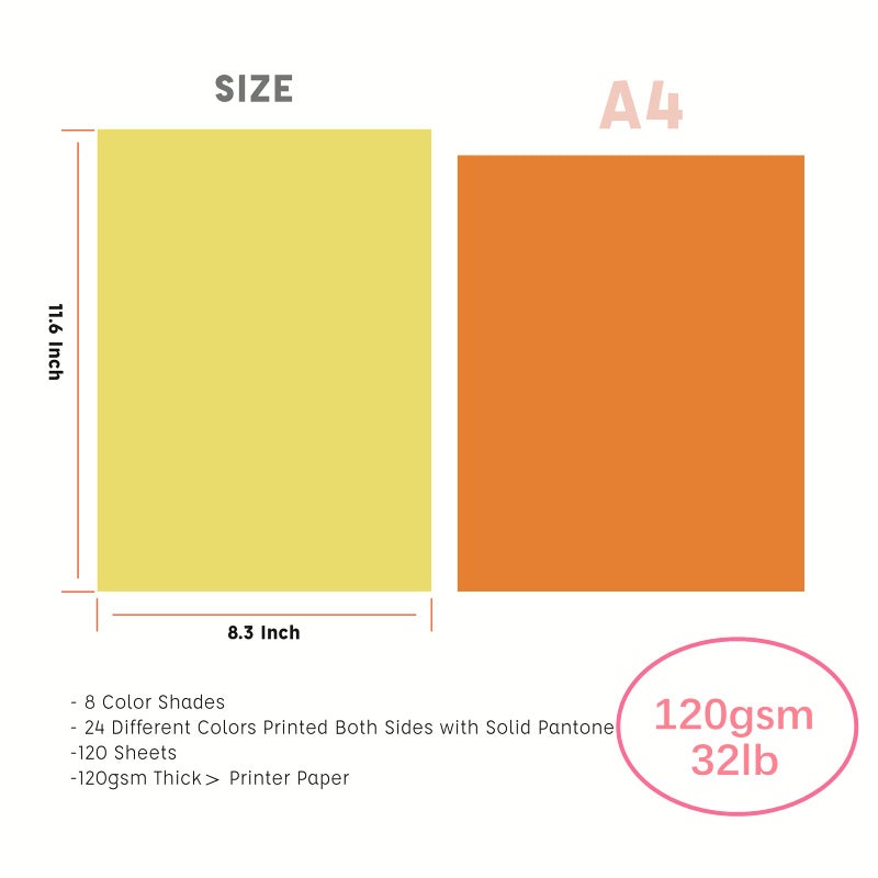 Livholic 120 Sheets Colored Card Stock Printer Paper, 120 GSM 32 lb 24 Colors Pastel Construction Paper for Scrapbook Office Printing DIY Craft 8.3x11.6 Inch (120GSM) - Image 3