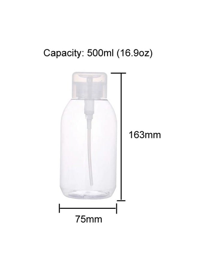 lasenersm 2Pcs 500ml (16.9oz) Nail Polish Remover Pump Bottle Dispenser Empty Push Down Pump Dispenser Bottle with Flip Top Cap for Nail Polish and Makeup Remover, Clear - Image 3