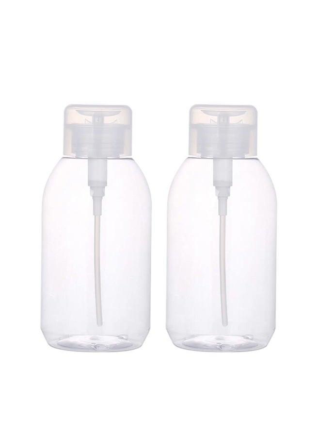 lasenersm 2Pcs 500ml (16.9oz) Nail Polish Remover Pump Bottle Dispenser Empty Push Down Pump Dispenser Bottle with Flip Top Cap for Nail Polish and Makeup Remover, Clear - Image 1
