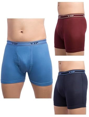 VIP ULTIMAICD Color Men's 100% Cotton Interlock Fabric Trunk with Outer Elastic Waistband Assorted, 80 Size, Pack of 3 - Image 1