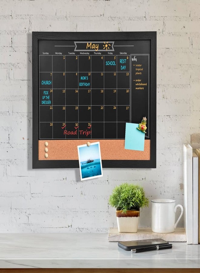 Umtiti Chalkboard Calendar and Bulletin Combo Board. 13" x 17" Black Wooden Frame，Magnetic Chalkboard.Perfect for Office, Home School Message Board,HBZHB-BK3442-US - Image 4