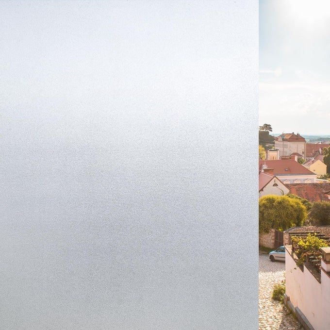 FROSTED WINDOW FILM OPAQUE PRIVACY WHITE GLASS STICKERNO GLUE STATIC CLINGHEAT CONTROL WINDOW FILMS REMOVABLE DECORATIVE WINDOWS FILM FOR BATHROOM HOME OFFICE 60X200CM