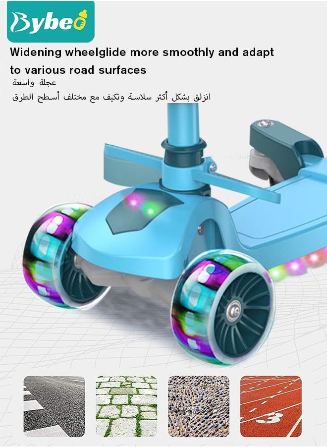 Bybeo - 5 in 1 Kids Scooters, 5 Wheels Toddler Kick Scooter with LED Flashing Light UP Wheels, Removable Seat, Adjustable Handlebar and Push Handle for Boys Girls 2-12 Years Old - Image 1
