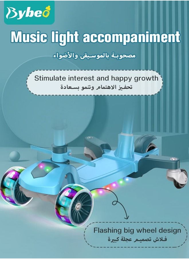 Bybeo - 5 in 1 Kids Scooters, 5 Wheels Toddler Kick Scooter with LED Flashing Light UP Wheels, Removable Seat, Adjustable Handlebar and Push Handle for Boys Girls 2-12 Years Old - Image 1