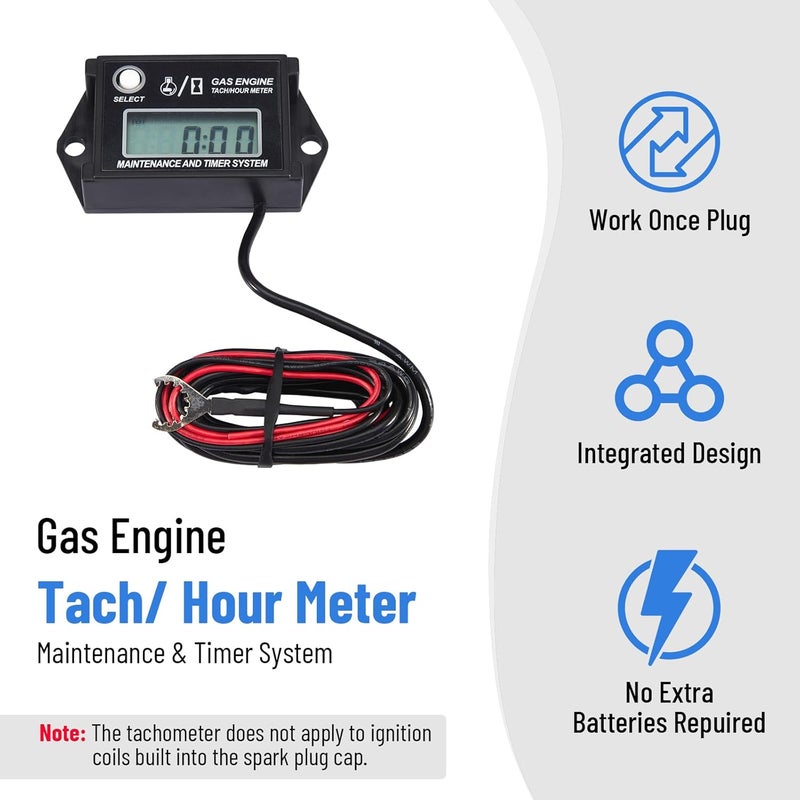 CarBole Digital Tiny Tachometer Tach Hour Meter Job Timer RPM Counter for Snowmobile Skis Motor Bike Go Kart Lawn Mower - Image 3